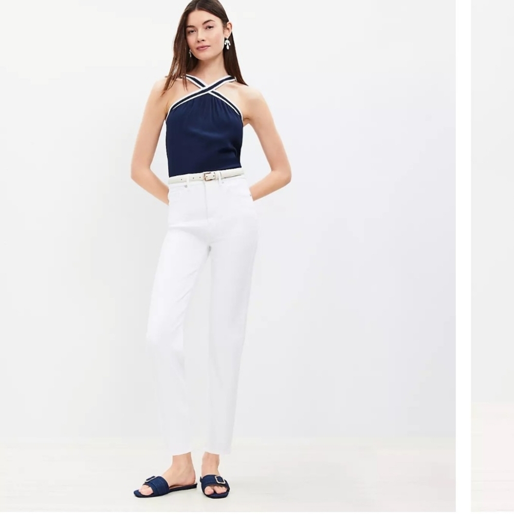 LOFT NEW Pristine White Slim Fit Ankle Pants High Rise Vacay Ready